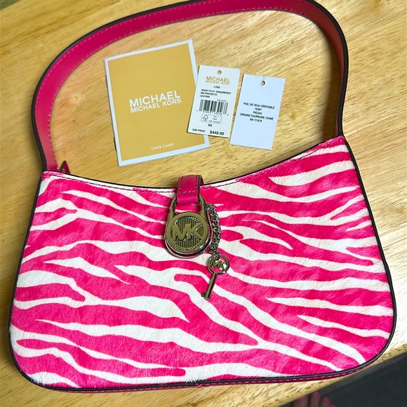 NWT Michael Kors Lyra Small Zebra Print Calf Hair Pochette - Picture 4 of 5